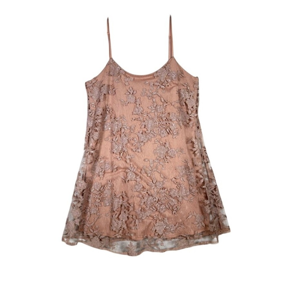 Windsor Blush Pink Lace Sequin‎ Spaghetti Strap Cocktail Dress Women's M